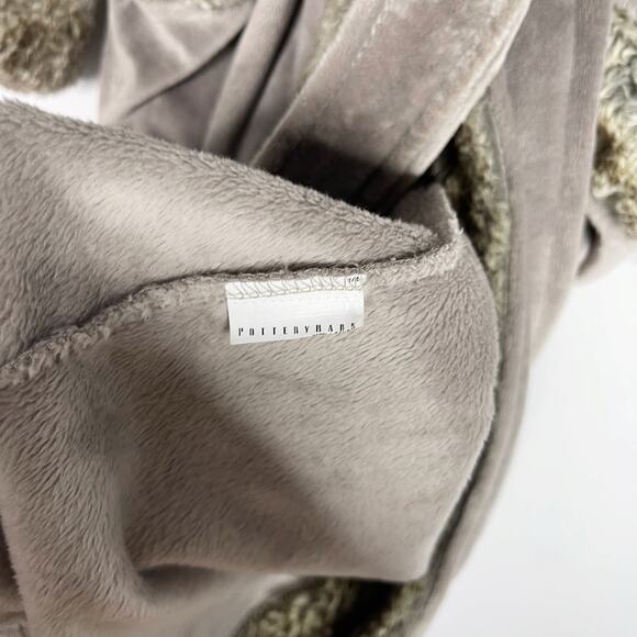 Pottery Barn Gray Caramel Small Faux Fur Robe Plush Tie Waist Hooded Cozy Lounge - Picture 9 of 10